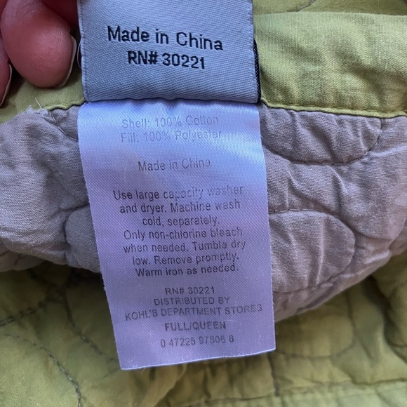 Apt 9 reversible cotton quilted coverlet Full / Wueen lime & gray - Picture 9 of 9